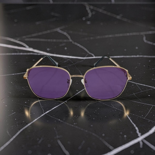 Óculos de Sol Lentes Polarizados - Dourado com Lentes Roxa