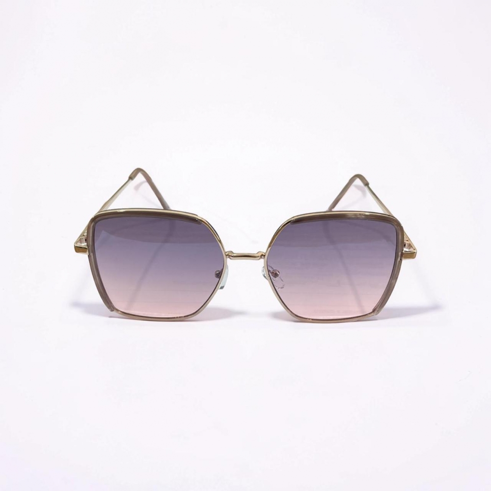 Óculos de Sol Proteção UV400 - Dourado detalhe Nude Lentes Degradê