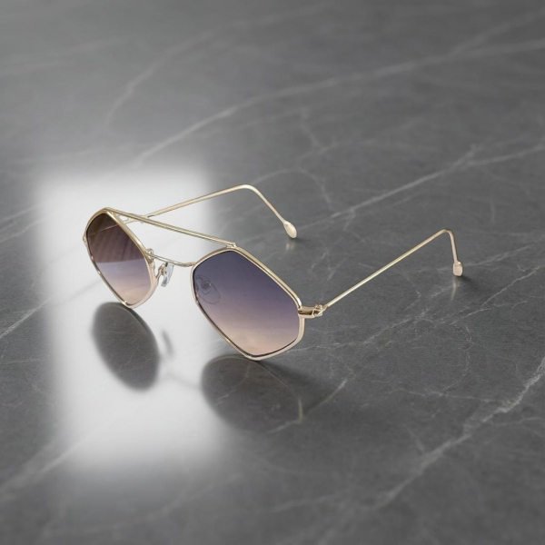 Óculos de Sol Proteção UV400 - Dourado Lentes Degradê